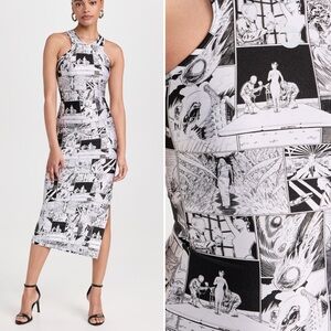 NWT Coperni Tank Top Dress in Black White Comic Woman Novelty Print size small